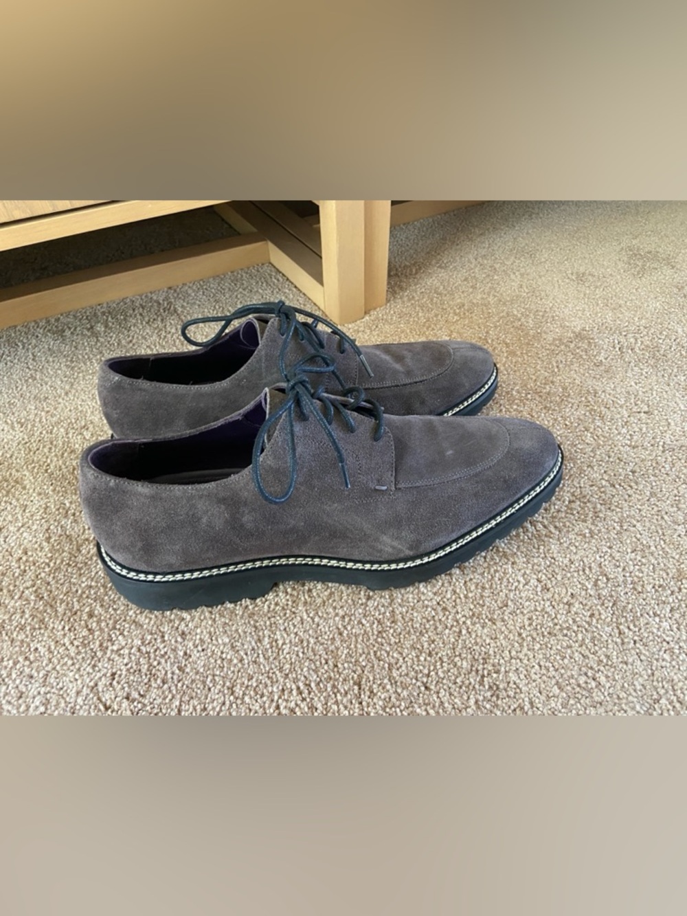 $595 ZELLI Campo Goatskin Suede Split Toe Oxford Men Size 9.5 M GRAY